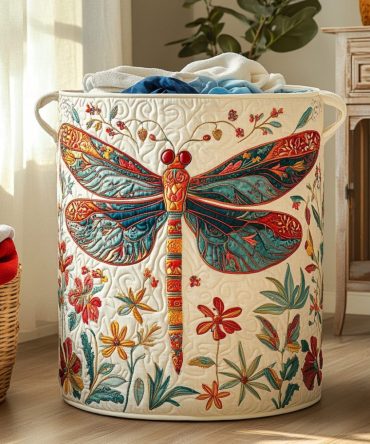 Floral Flight Quilted Hamper - Garden-Inspired Collapsible Laundry Basket & Fabric Storage Bin With Comfortable Handles