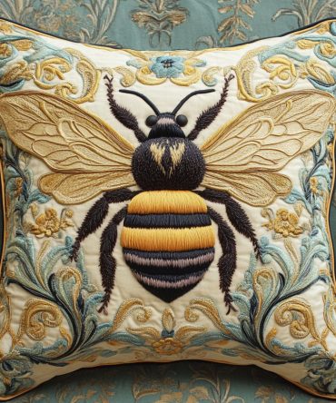 Floral Hive Quilted Pillow Cover - Garden-Inspired Quilted Pillowcase With Bee & Bloom Motifs For Cozy Interiors