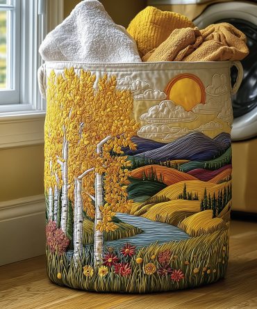 Floral Journey Quilted Laundry Hamper - Elegant Foldable Fabric Basket With Handles For Stylish Home & Bedroom Organization