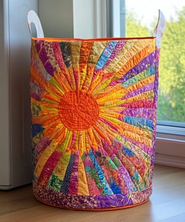 Floral Sunshine Quilted Laundry Hamper — Sunny Bloom Foldable Basket With Reinforced Handles, Spacious Design & Removable Washable Liner