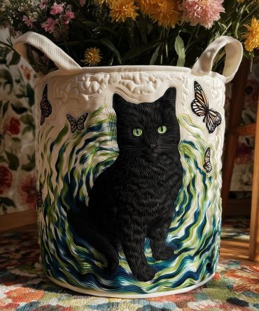Vintage Floral Whisker Laundry Hamper — Quilted Foldable Basket With Strong Handles , Decorative Cotton-Look Organizer For Home