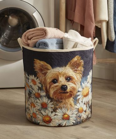 Floral Yorkshire Quilted Hamper — English Garden Print Fabric Laundry Basket, Foldable Cottage-Style Storage With Handles