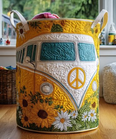Flower Drive Quilted Laundry Hamper - Floral Foldable Fabric Basket With Reinforced Handles For Charming Bedroom & Bathroom Storage