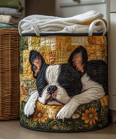 Boho Quilted Flower Nap Laundry Hamper — Large Floral Fabric Hamper, Collapsible Decorative Laundry Organizer For Home
