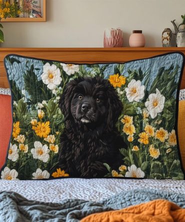 Fluffy Navigator Quilted Pillow Cover — Adorable Sailor Dog Quilted Decorative Pillowcase For Sofa, Nursery & Cozy Spaces