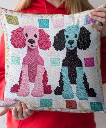 Fluffy Friend Quilted Pillow Cover — Cozy Fluffy Dog Print Cushion Case In Quilted Texture For Sofa & Bedroom, Hidden Zipper, Machine-Washable