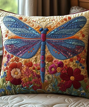 Fluttering Grace Quilted Accent Pillow Cover - Elegant Butterfly Pattern Throw Pillowcase For Sofas & Beds, Premium Cotton-Blend, Low Maintenance