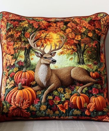 Forest Animal Retreat Quilted Pillow Cover — Woodland Creature Decorative Sham, Cozy Textured Accent For Cabin Or Kids’ Room, Machine-Washable