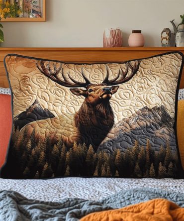 Forest Guardian Quilted Pillow Cover — Woodland Animal Decorative Throw Pillow Case For Cabin, Lodge & Nature-Inspired Spaces