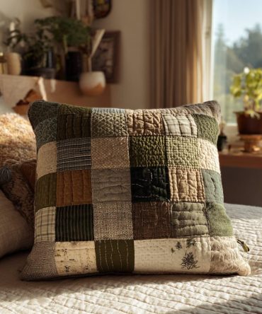 Forest Haven Quilted Pillow Cover - Woodlands Botanical Throw Pillowcase For Cabin, Lodge & Nature-Inspired Home Decor