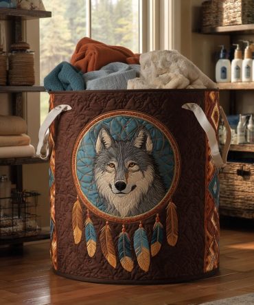 Forest Alpha Quilted Laundry Hamper — Woodland-Themed Foldable Fabric Basket With Reinforced Handles, Durable & Decorative