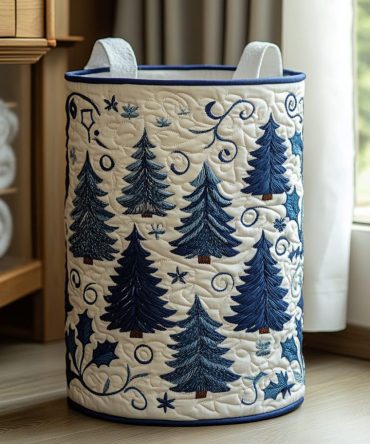 Forest Charm Quilted Laundry Hamper — Stylish Collapsible Fabric Basket With Handles For Closet, Bedroom & Bathroom Organization