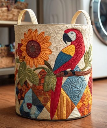 Forest Flight Quilted Laundry Hamper — Large Nature-Themed Laundry Basket With Padded Fabric, Foldable Design & Carry Handles For Home