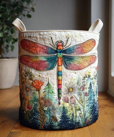 Forest Glider Quilted Linen Hamper - Foldable Washable Laundry Basket For Bedroom & Dorm, Decorative Fabric Storage Bin, Spacious