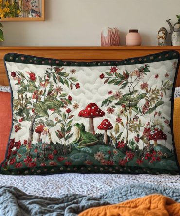 Forest Glow Quilted Pillow Cover - Nature-Inspired Decorative Sham With Woodland Pattern For Cozy Cabins Or Bedrooms, Soft Textured Finish
