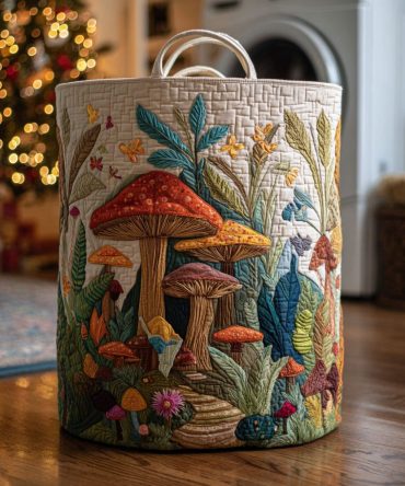 Forest Glow Quilted Laundry Hamper — Nature-Inspired Collapsible Fabric Basket For Eco Chic Home Storage & Kids' Rooms