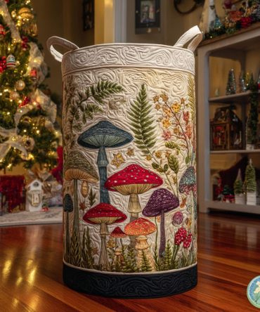Forest Haven Quilted Hamper — Durable Collapsible Laundry Basket With Reinforced Handles , Eco-Friendly Look For Home Organization