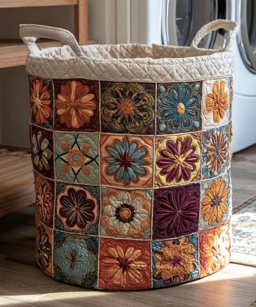 Forest Mandala Quilted Laundry Hamper - Eco-Friendly Foldable Organizer Basket For Woodland Themed Bedrooms & Baths