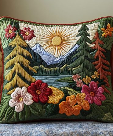 Forest Path Quilted Pillowcase, Scenic Forest Trail Decorative Throw Pillow Cover For Nature-Lovers, Hypoallergenic Cotton Blend, Reversible