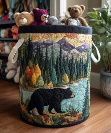 Forest Paws Quilted Laundry Hamper — Playful Foldable Laundry Basket With Quilted Texture, Spacious Interior & Easy-Carry Handles For Pet Fans