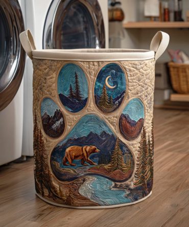Forest Tracker Quilted Laundry Hamper — Tracker-Inspired Deer Print Collapsible Fabric Basket For Home & Lodge