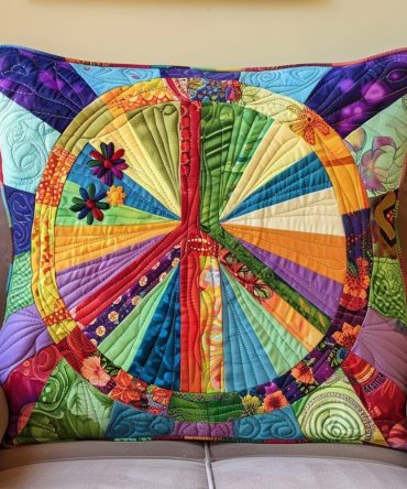 Free Spirit Quilted Pillow Cover — Bohemian Throw Pillow Case With Bold Pattern, Soft Texture For Sofa, Bed & Cozy Reading Nooks