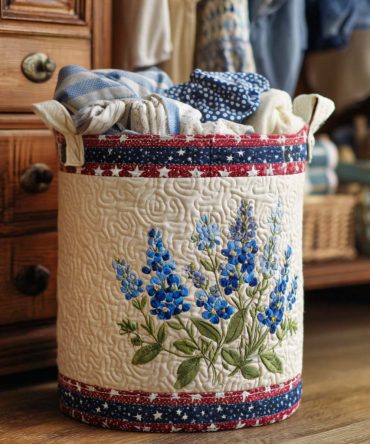 Freedom Spirit Quilted Laundry Hamper – Patriotic Foldable Red, White & Blue Fabric Basket, Heavy-Duty Handles, Large Capacity Home Organizer