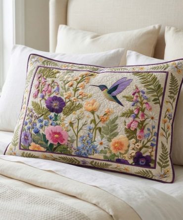 Fresh Spring Quilted Pillow Cover – Light Floral Decorative Pillowcase, Breathable Cotton, Machine-Wash Durable Accent