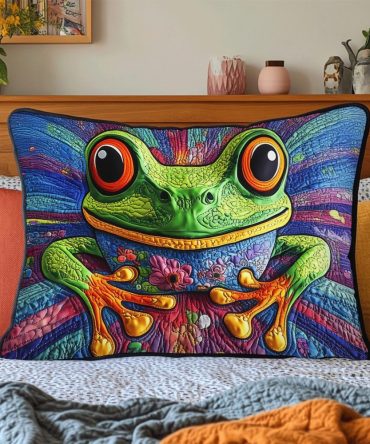 Frog Whisperer Quilted Pillowcase — Whimsical Frog Motif Decorative Pillow Cover, Nature-Inspired Accent Perfect For Kids, Patio & Garden Rooms