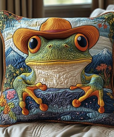 Frog Outlaws Quilted Throw Pillow Cover — Bold Western Amphibian Accent For Eclectic Sofas, Nurseries & Rustic Rooms