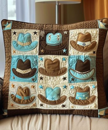 Frontier Fables Quilted Accent Pillow Cover – Vintage Western Storybook Decorative Pillowcase, Soft Cotton-Blend, Reversible & Washable