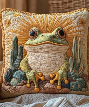Frontier Frogs Quilted Decorative Pillow Cover — Playful Western Frog Design For Living Rooms, Nurseries & Themed Spaces