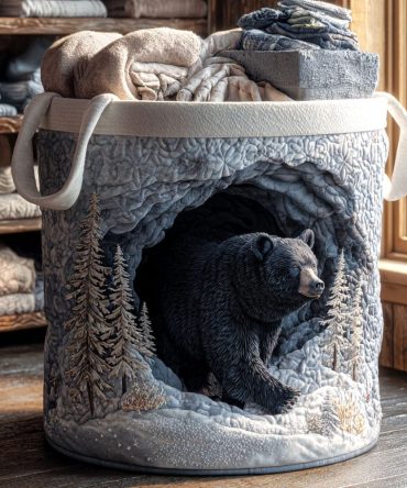 Frost Haven Quilted Laundry Hamper — Winter Frost Pattern, Plush Quilted Fabric, Collapsible Storage Basket For Bedroom & Bathroom