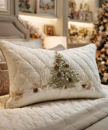 Frosted Haven Quilted Pillow Cover - Winter White Decorative Pillowcase, Cozy Textured Accent For Bed & Living Room