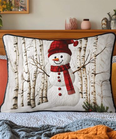 Frosty Fir Quilted Holiday Pillow Cover — Evergreen Tree Throw Pillow Case, Rustic Christmas Decorative Cushion, Machine-Washable Cotton Blend Accent