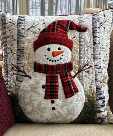Frosty Fir Quilted Pillow Cover — Winter Evergreen Throw Case For Cozy Holiday Decor, Soft Texture, Easy-Care Accent