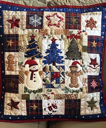 Festive Frost Quilted Decorative Pillow Cover — Frosty Fun Snowflake Throw Pillowcase For Holiday & Winter Home Décor
