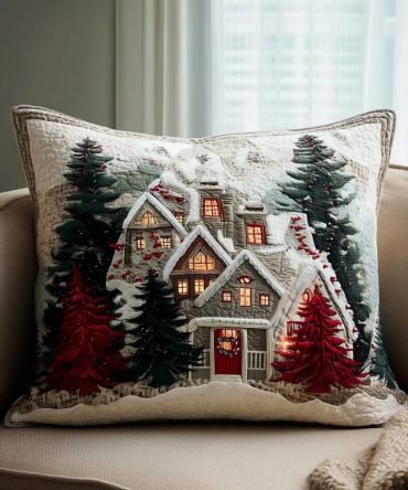Frosty Night Quilted Decorative Pillowcase — Cozy Winter Throw Pillow Cover, Durable Cotton-Blend, Easy Care For Seasonal Decor