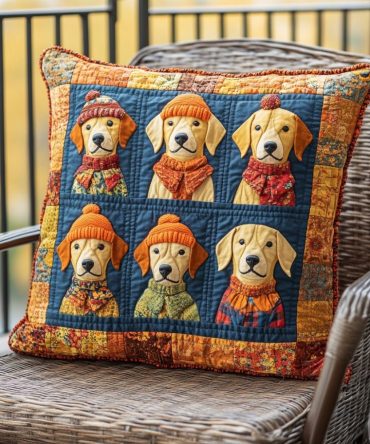 Furry Friend Labrador Quilted Throw Pillow Cover – Cute Dog Portrait Cushion Case For Cozy Sofas & Pet Fan Gifts