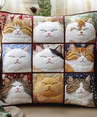Furry Friends Quilted Accent Pillow Cover — Charming Animal Print Decorative Throw Pillowcase, Soft Cotton Blend, Washable