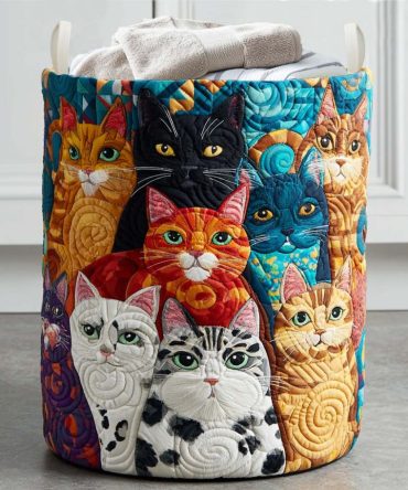 Furry Team Quilted Laundry Hamper - Adorable Animal Squad Fabric Basket, Durable Collapsible Storage With Comfortable Carry Handles