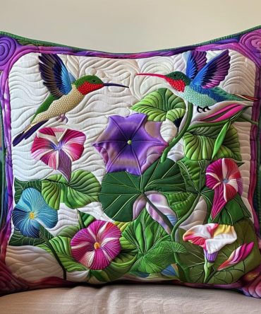 Garden Grace Quilted Pillowcase — Elegant Floral Quilt Throw Cover, Botanical Home Accent, Machine-Washable Cotton Blend