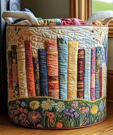 Garden & Books Quilted Laundry Hamper — Whimsical Foldable Fabric Basket With Reinforced Handles, Cozy Reading Nook & Laundry Storage — Machine-Washable Cover, Collapsible & Gift-Ready