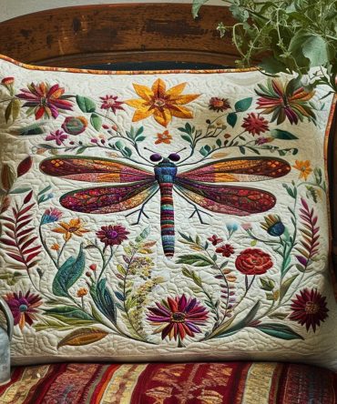 Floral Garden Quilted Pillow Cover — Fresh Botanical Print, Lightweight Decorative Pillowcase For Bedroom, Patio & Farmhouse