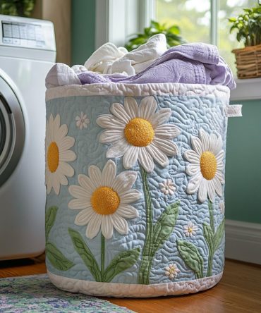 Garden Breeze Quilted Laundry Hamper — Fresh Botanical Fabric Basket With Collapsible Frame, Reinforced Handles & Multi-Room Storage Use