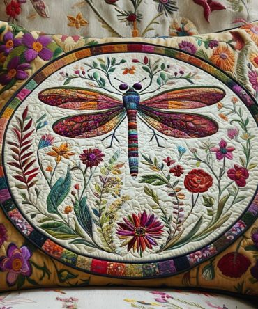 Garden Breeze Quilted Pillow Cover - Floral Spring Throw Pillowcase, Fresh Botanical Quilting On Soft Cotton Blend For Patio & Indoor Use