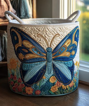 Garden Glider Quilted Laundry Hamper — Floral Foldable Fabric Laundry Basket With Handles For Decorative Bedroom & Bathroom Storage