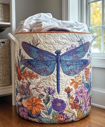 Garden Glider Quilted Laundry Hamper — Foldable Floral Fabric Laundry Basket With Comfortable Handles For Everyday Use