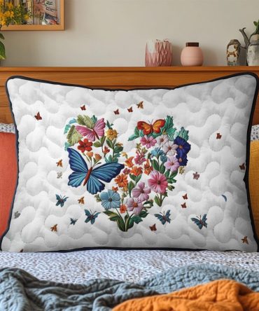 Garden Harmony Quilted Pillow Cover — Floral Quilted Decorative Pillowcase For Patio, Sunroom & Elegant Bedroom Botanical Accents
