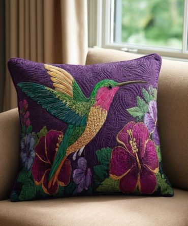 Garden Jewel Quilted Cushion Cover — Vibrant Floral Throw Pillowcase, Stitched Texture Accent For Sofa, Patio & Bedroom Decor With Hidden Zip